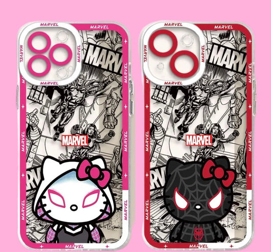 CLEAR SILICONE MARVEL SPIDER-MAN X SANRIO HELLO KITTY PHONE CASE ‎ ‎ ‎