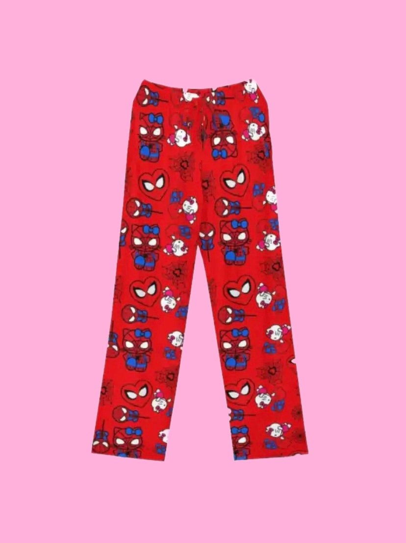 SANRIO HELLO KITTY X SPIDERMAN PAJAMA PANTS.