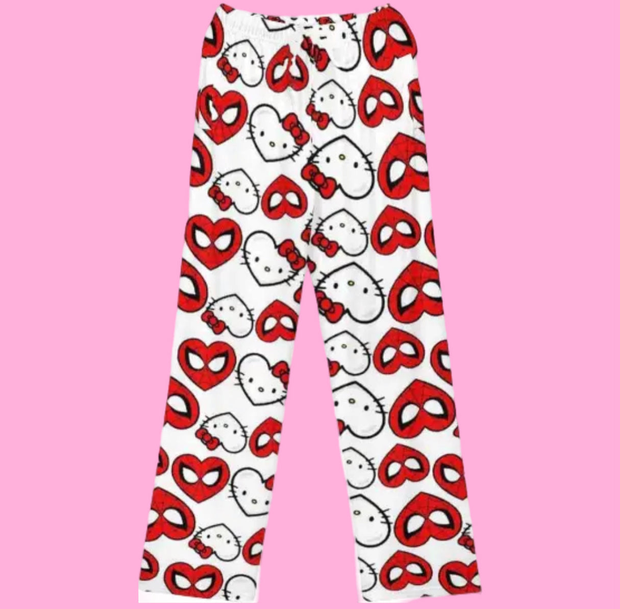 SANRIO HELLO KITTY X SPIDERMAN PAJAMA PANTS.