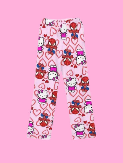 SANRIO HELLO KITTY X SPIDERMAN PAJAMA PANTS.