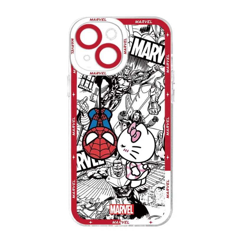 CLEAR SILICONE MARVEL SPIDER-MAN X SANRIO HELLO KITTY PHONE CASE ‎ ‎ ‎