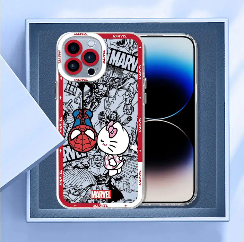 CLEAR SILICONE MARVEL SPIDER-MAN X SANRIO HELLO KITTY PHONE CASE ‎ ‎ ‎