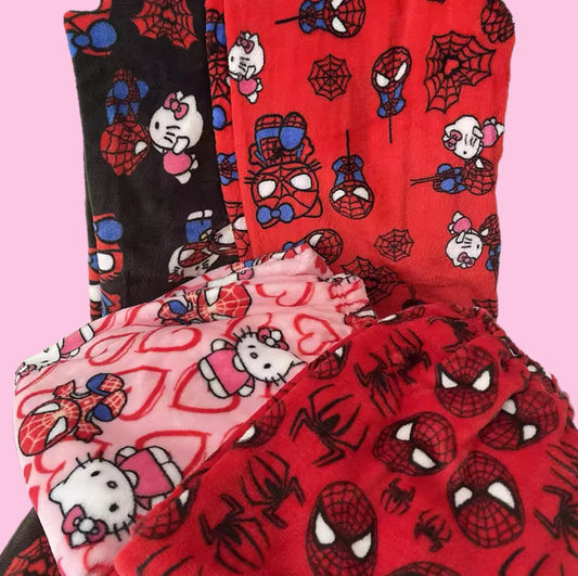 SANRIO HELLO KITTY X SPIDER-MAN FURRY PAJAMA PANTS. ‎