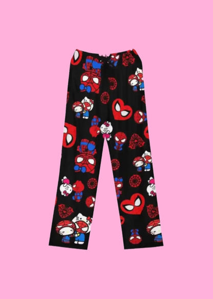 SANRIO HELLO KITTY X SPIDERMAN PAJAMA PANTS.