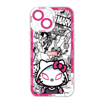 CLEAR SILICONE MARVEL SPIDER-MAN X SANRIO HELLO KITTY PHONE CASE ‎ ‎ ‎